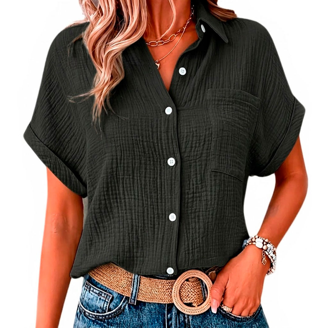 Blouse Femme en Mousseline avec Poche Poitrine Lucyle