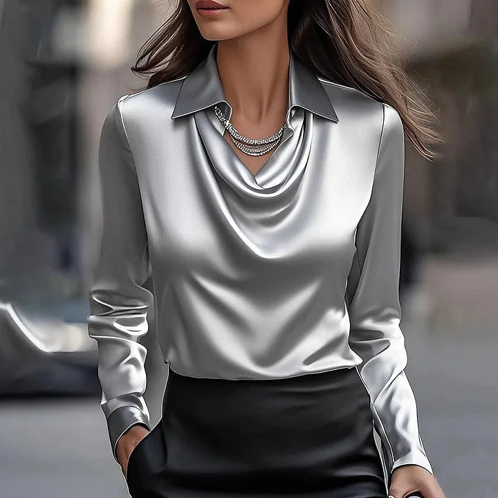 Blouse Femme en Satin avec Col en V Chic Lucyle
