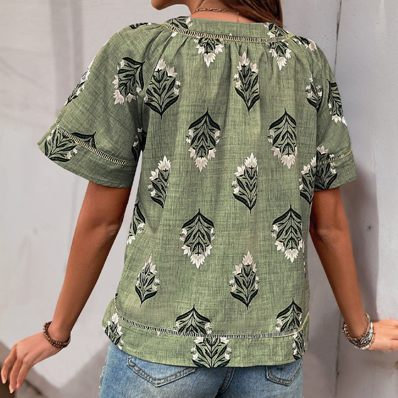 Blouse Femme en Tissu Léger avec Col en V Lucyle