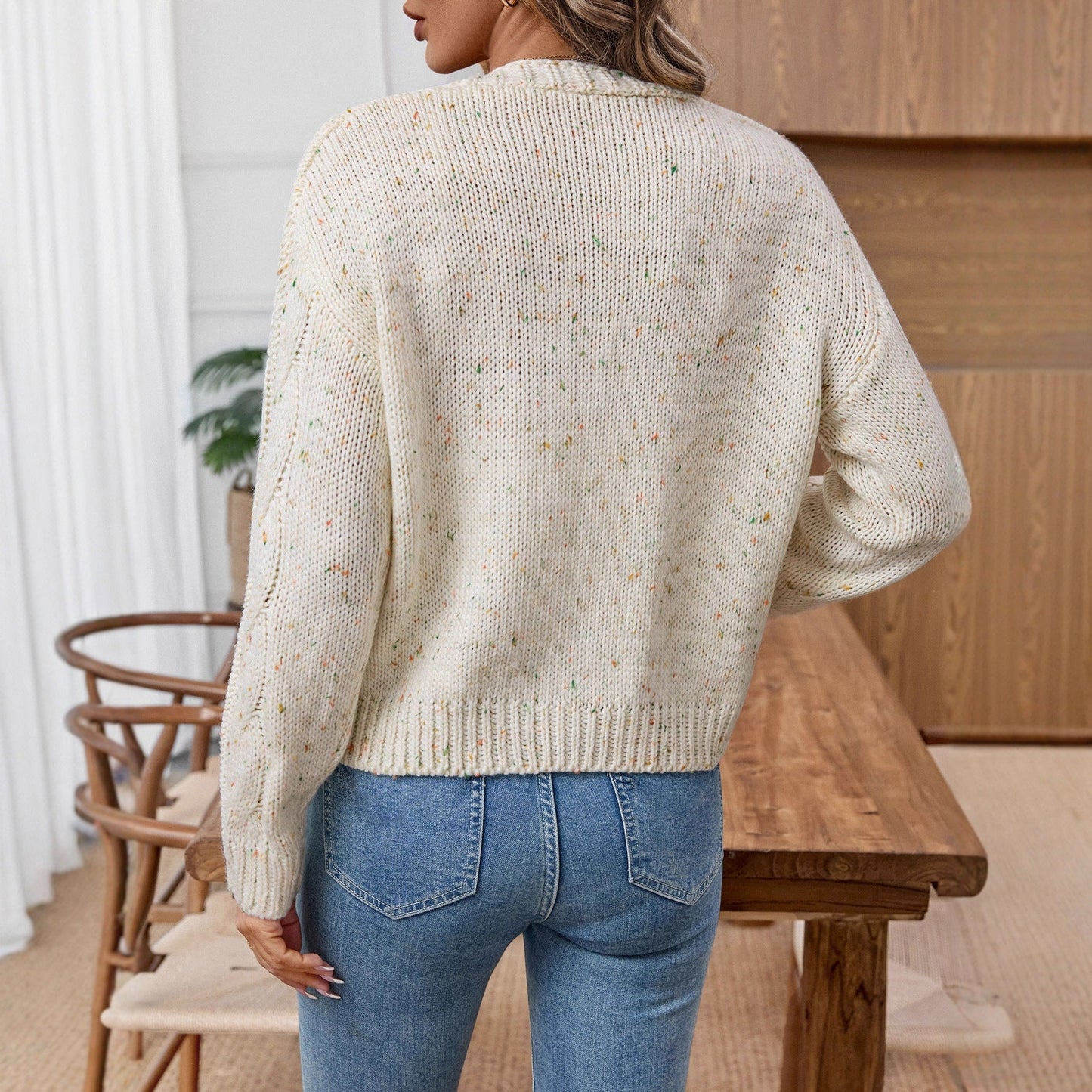 Cardigan Femme à Motif Torsadé avec Encolure Boutonnée Lucyle
