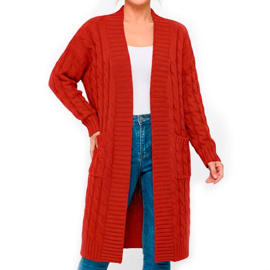 Cardigan Femme avec Motif Torsadé en Tricot Doux Lucyle