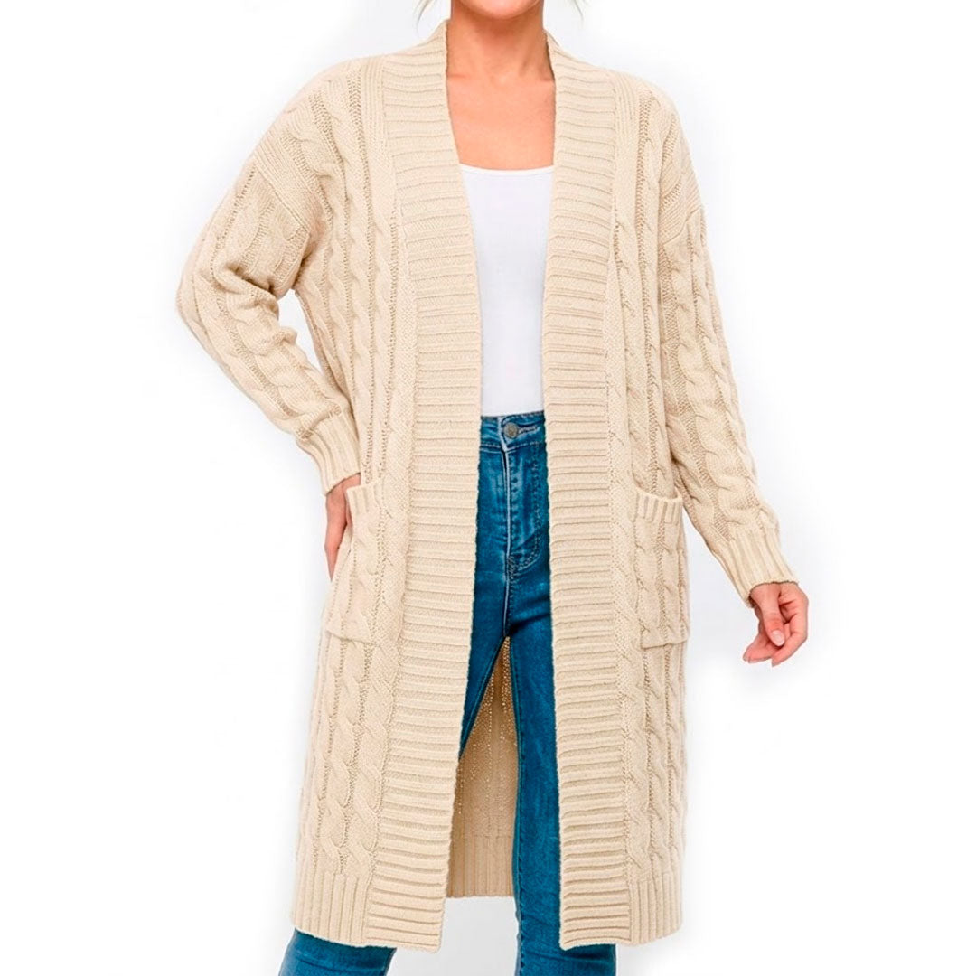 Cardigan Femme avec Motif Torsadé en Tricot Doux Lucyle