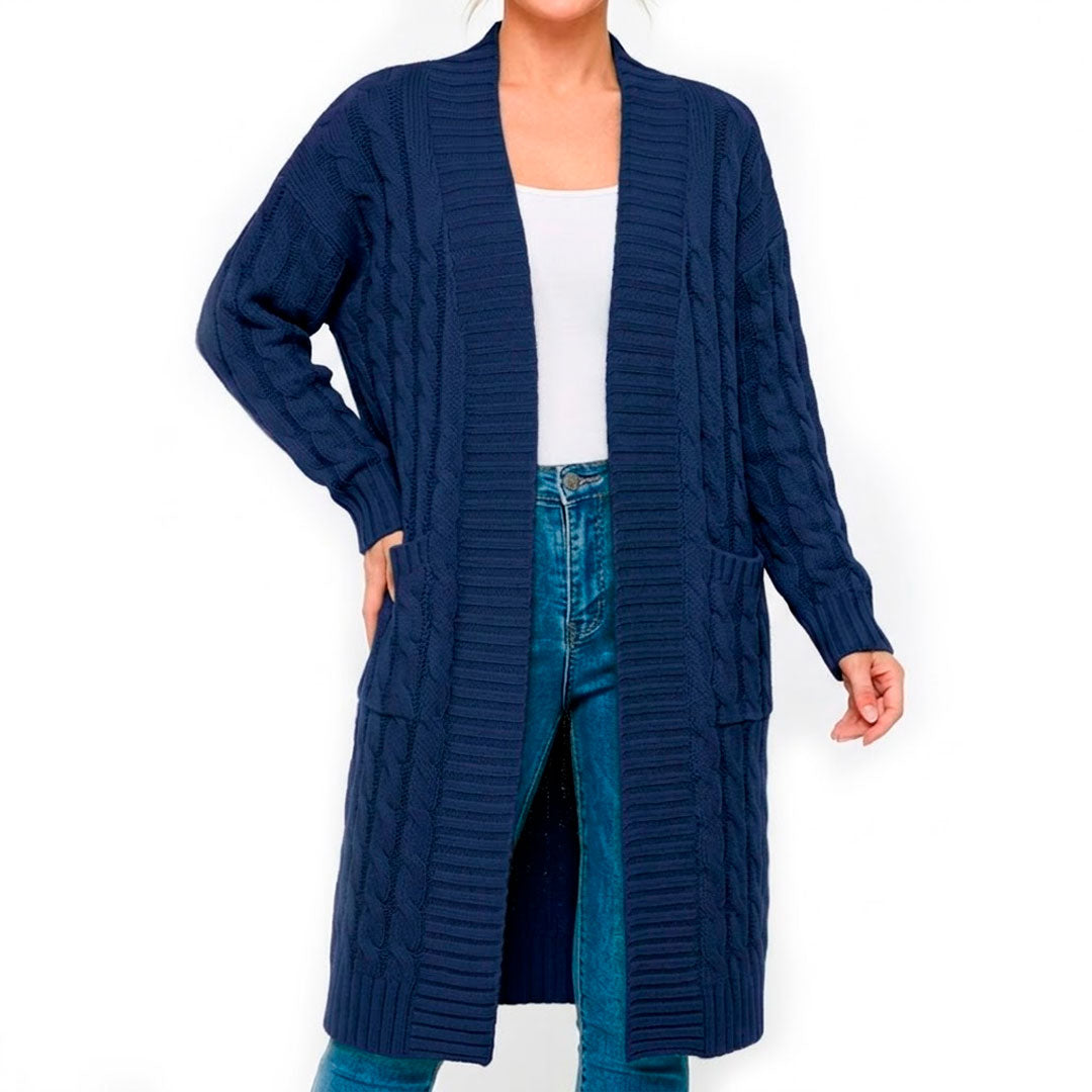 Cardigan Femme avec Motif Torsadé en Tricot Doux Lucyle