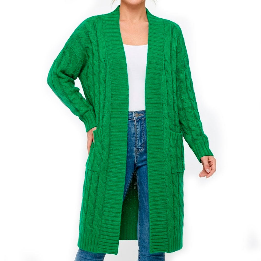 Cardigan Femme avec Motif Torsadé en Tricot Doux Lucyle
