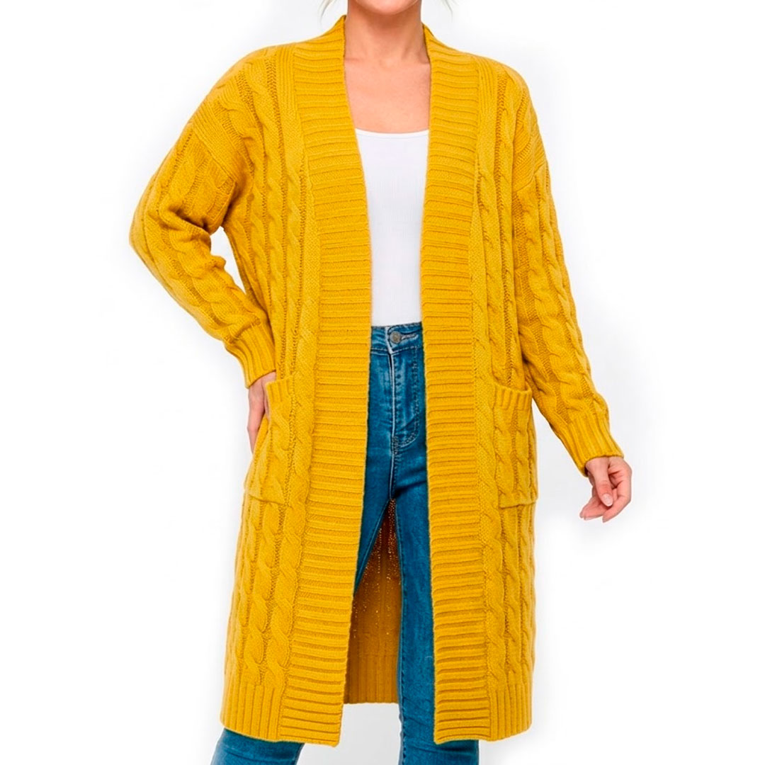 Cardigan Femme avec Motif Torsadé en Tricot Doux Lucyle