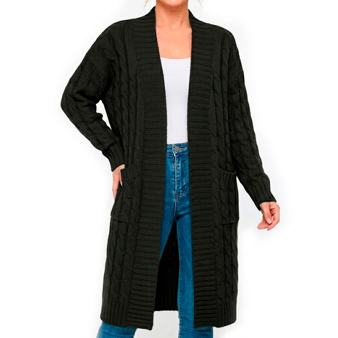 Cardigan Femme avec Motif Torsadé en Tricot Doux Lucyle