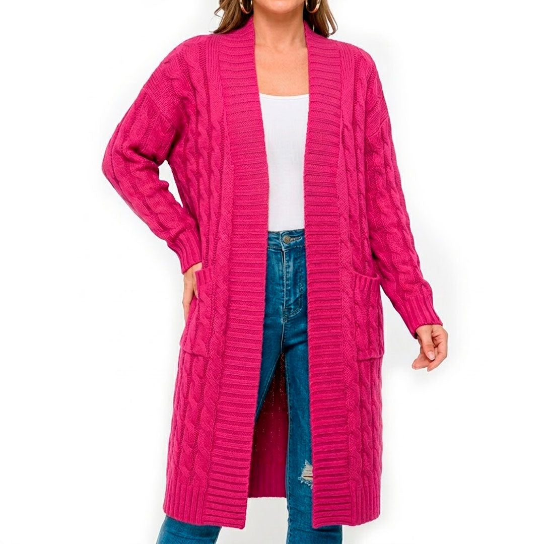 Cardigan Femme avec Motif Torsadé en Tricot Doux Lucyle
