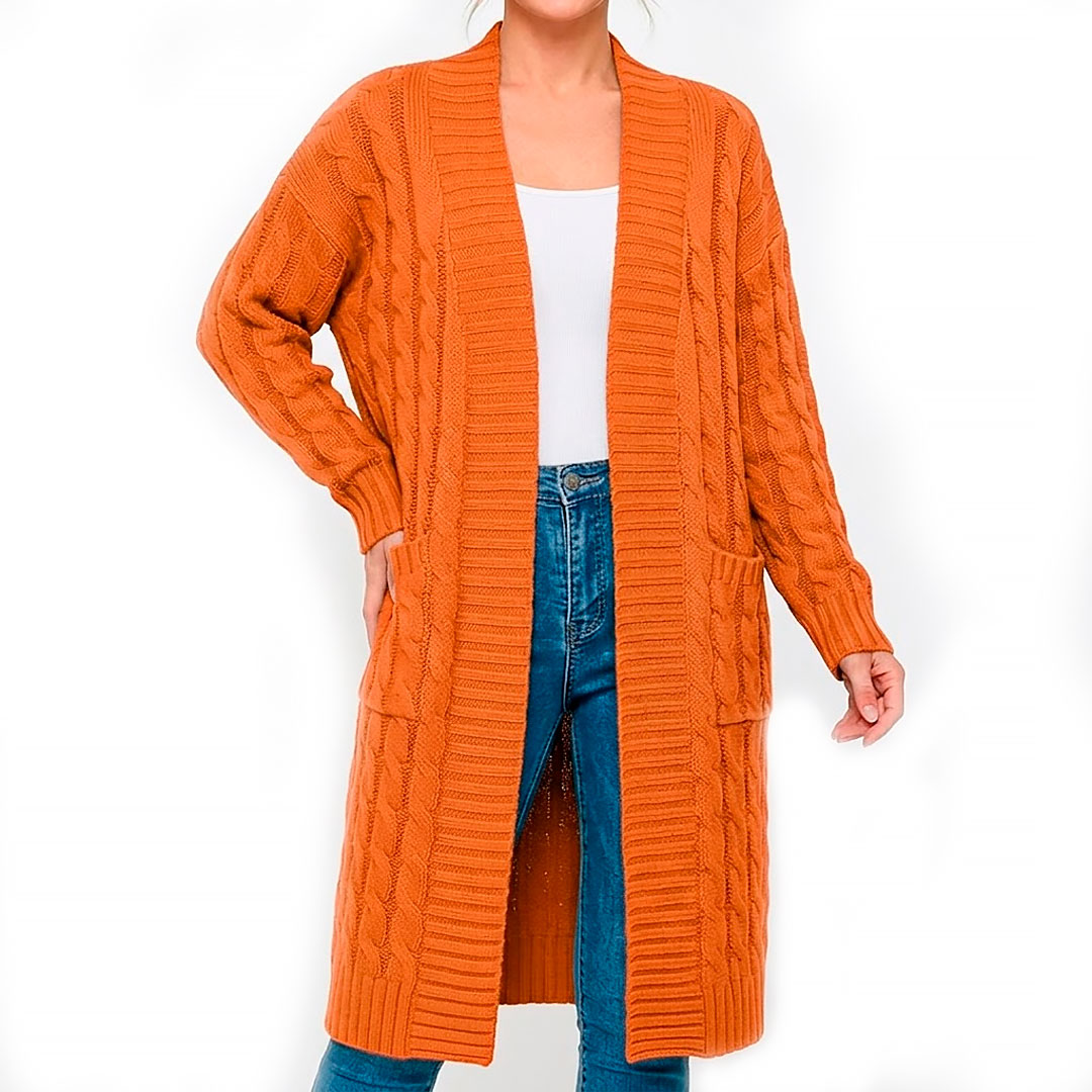 Cardigan Femme avec Motif Torsadé en Tricot Doux Lucyle