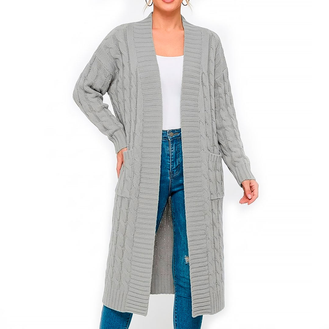 Cardigan Femme avec Motif Torsadé en Tricot Doux Lucyle