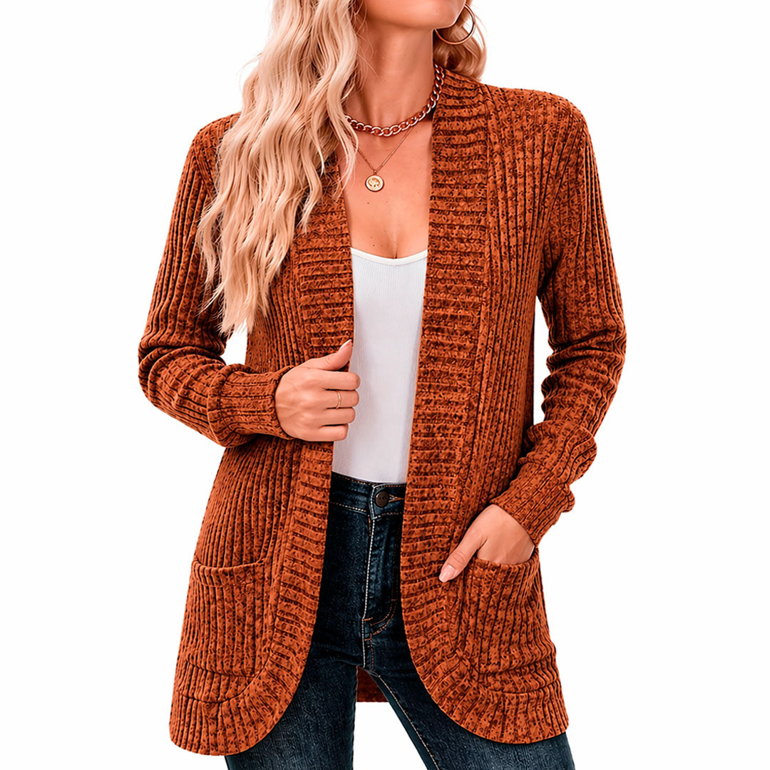 Cardigan Femme avec Poches en Maille Chenille Lucyle