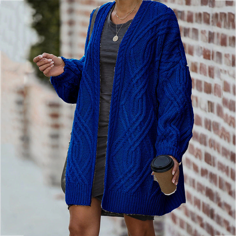 Cardigan Femme en Maille Épaisse avec Motif Torsadé Lucyle