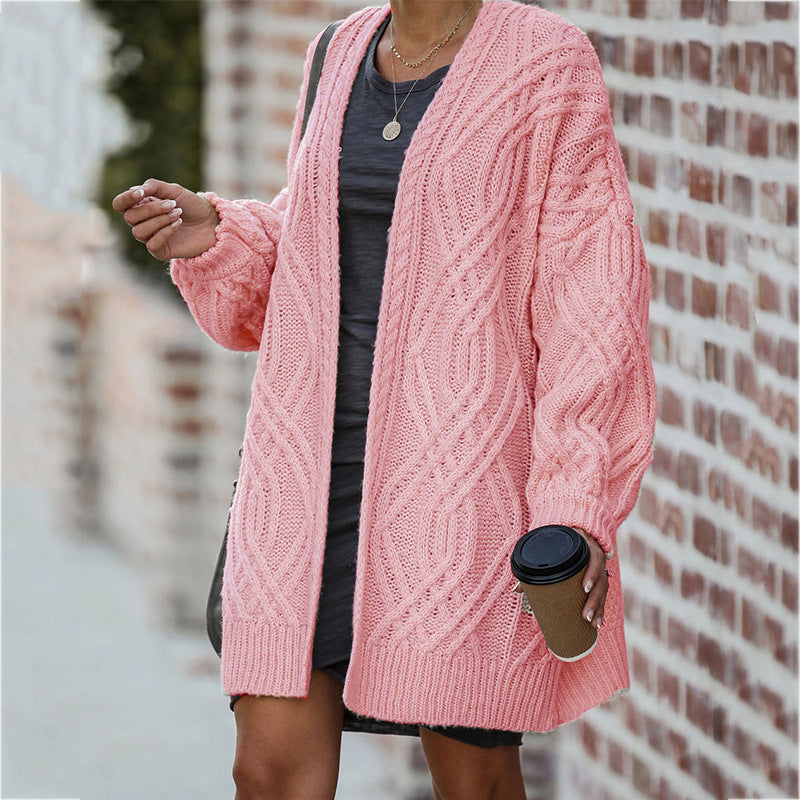 Cardigan Femme en Maille Épaisse avec Motif Torsadé Lucyle
