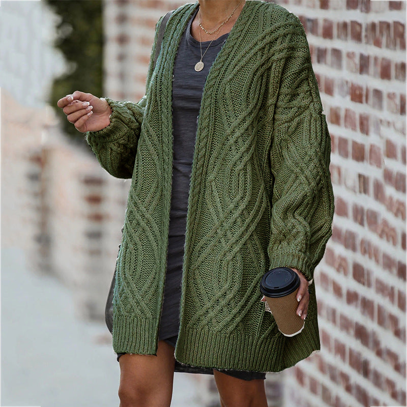Cardigan Femme en Maille Épaisse avec Motif Torsadé Lucyle