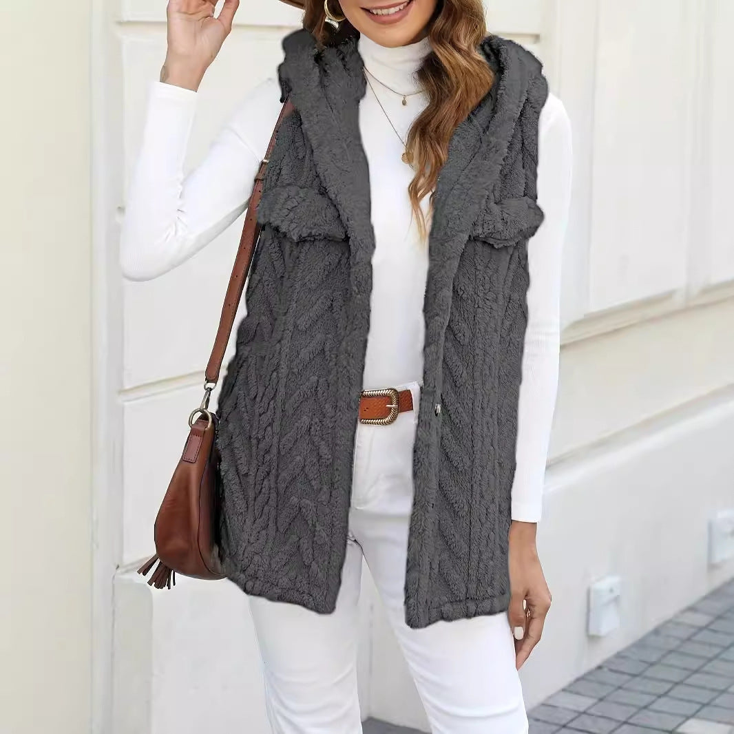 Cardigan Long Femme avec Capuche et Poches Lucyle