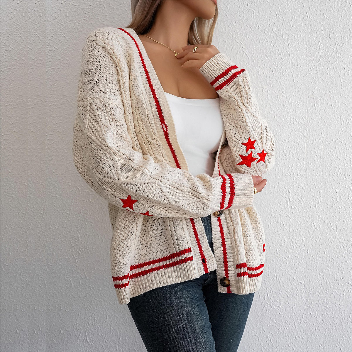 Cardigan en Tricot Femme avec Motif Tressé Lucyle