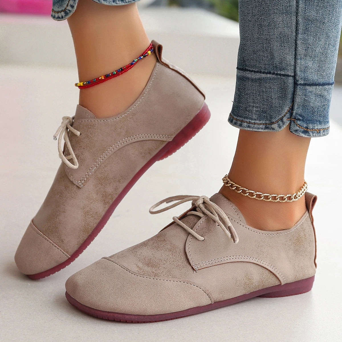 Chaussures Plates Femme avec Empiècement Texturé Lucyle