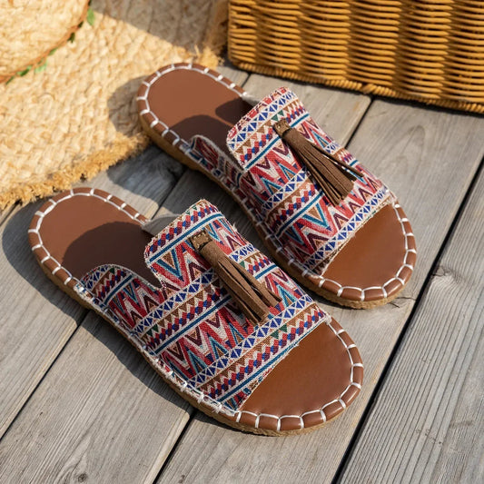 Chaussures Plates Femme avec Pampilles Tissées Lucyle