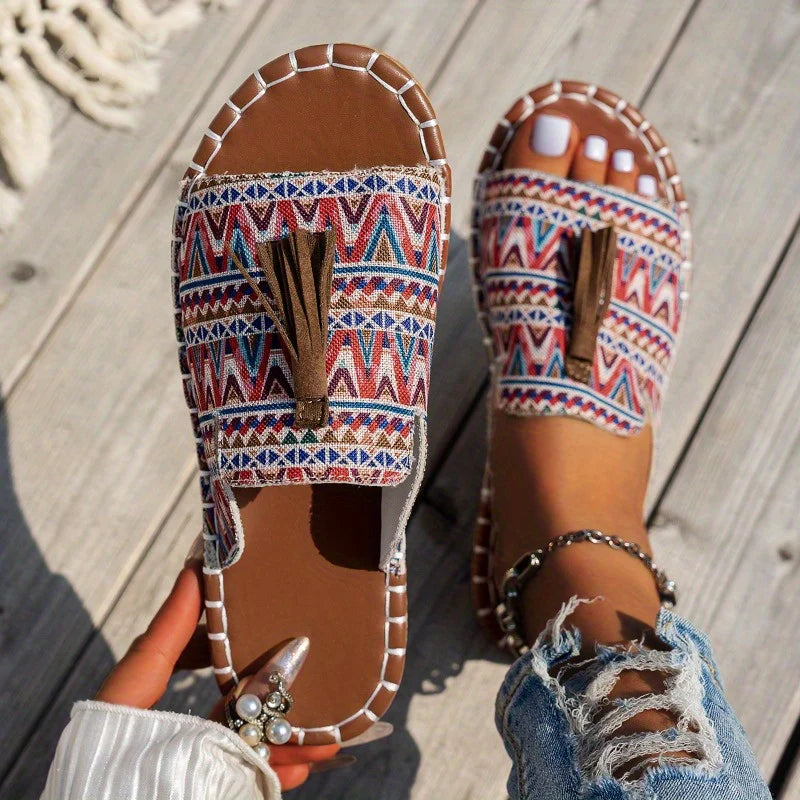 Chaussures Plates Femme avec Pampilles Tissées Lucyle