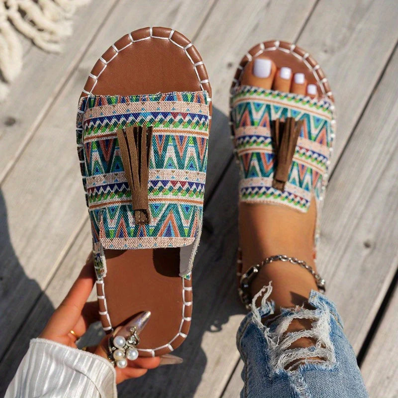 Chaussures Plates Femme avec Pampilles Tissées Lucyle