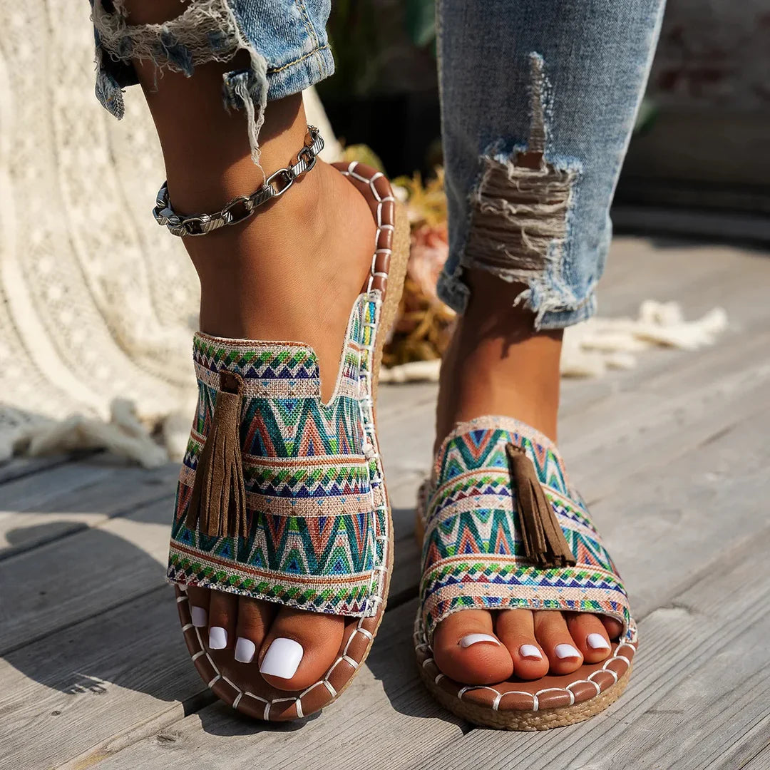 Chaussures Plates Femme avec Pampilles Tissées Lucyle