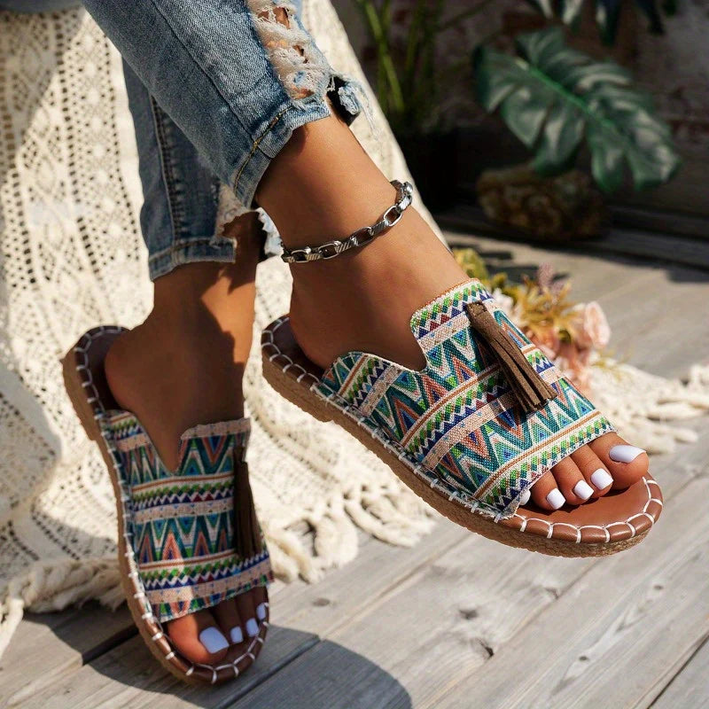 Chaussures Plates Femme avec Pampilles Tissées Lucyle