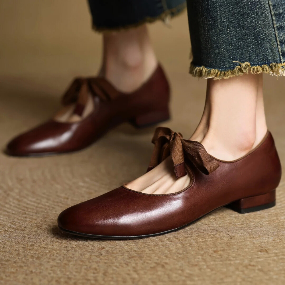 Chaussures Plates Femme avec Sangle à Nœud Papillon Lucyle