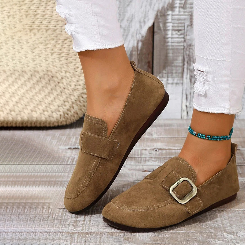 Chaussures à Enfiler Femme en Daim avec Talon Plat Lucyle