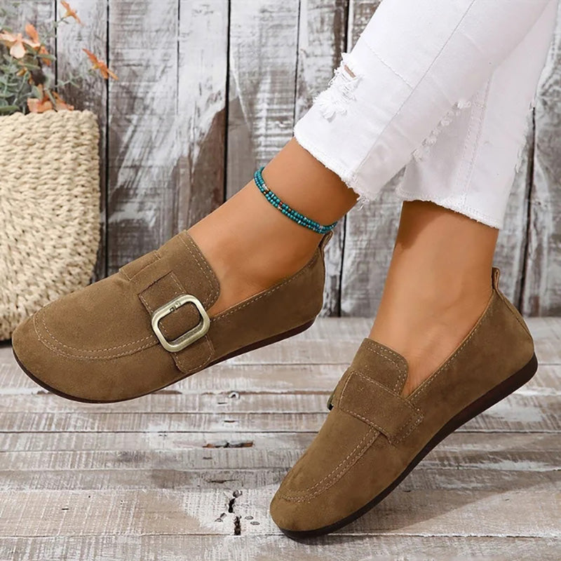 Chaussures à Enfiler Femme en Daim avec Talon Plat Lucyle