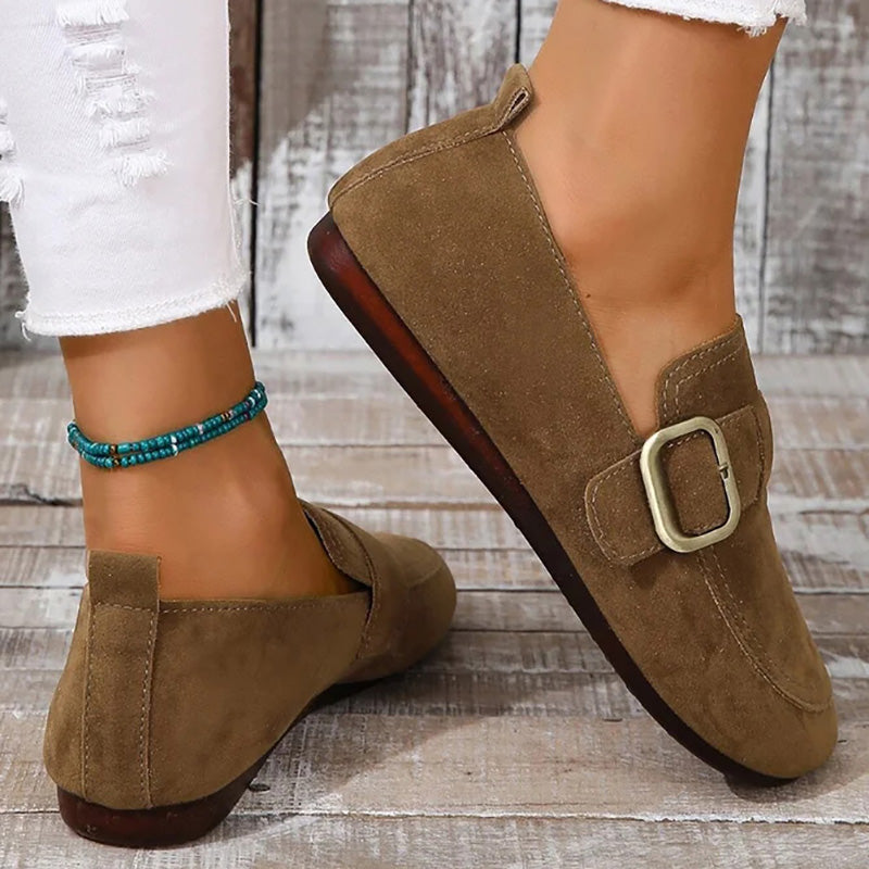 Chaussures à Enfiler Femme en Daim avec Talon Plat Lucyle