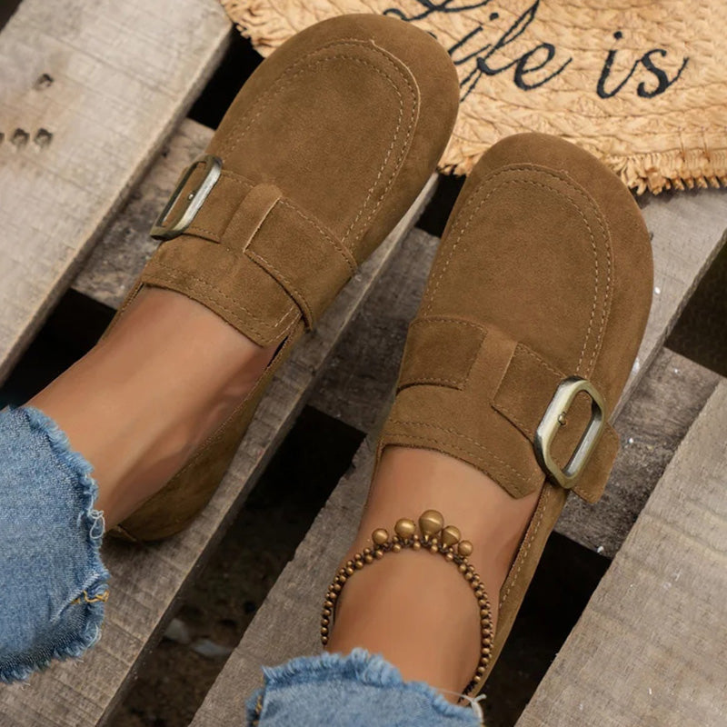 Chaussures à Enfiler Femme en Daim avec Talon Plat Lucyle