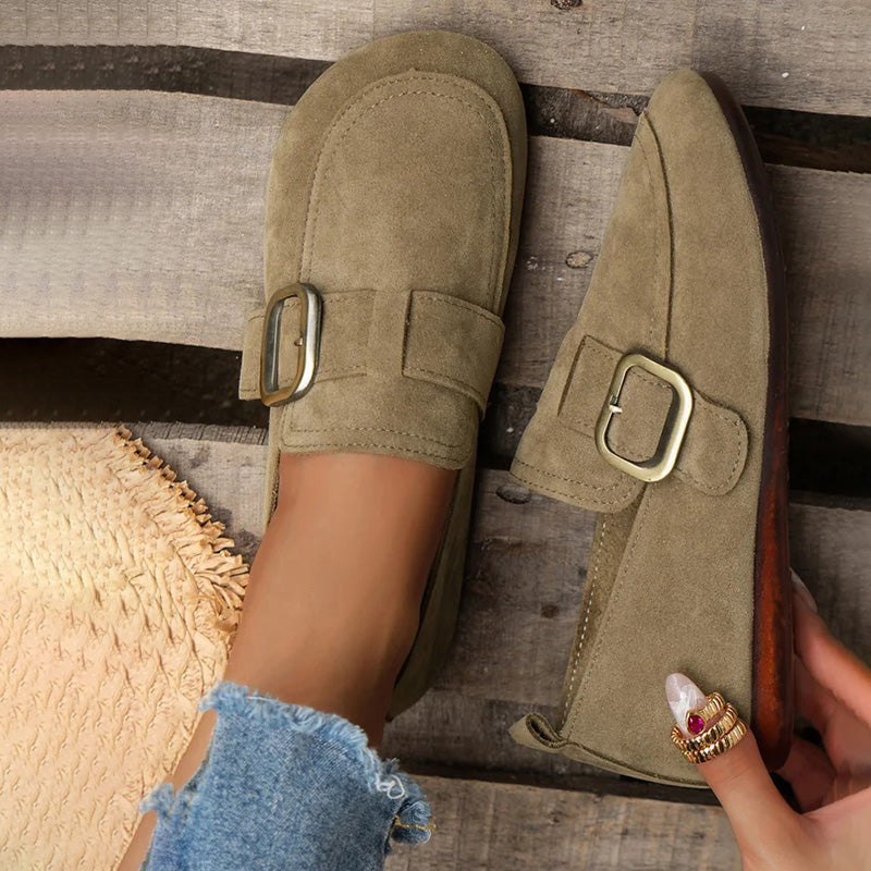 Chaussures à Enfiler Femme en Daim avec Talon Plat Lucyle