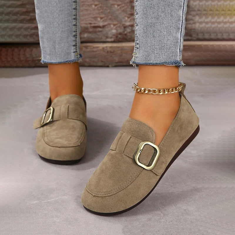 Chaussures à Enfiler Femme en Daim avec Talon Plat Lucyle