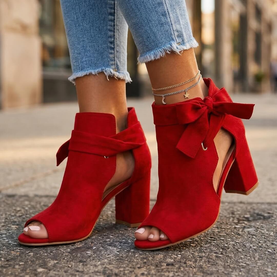 Chaussures à Talon Bloc Femme avec Détail Nœud Lucyle