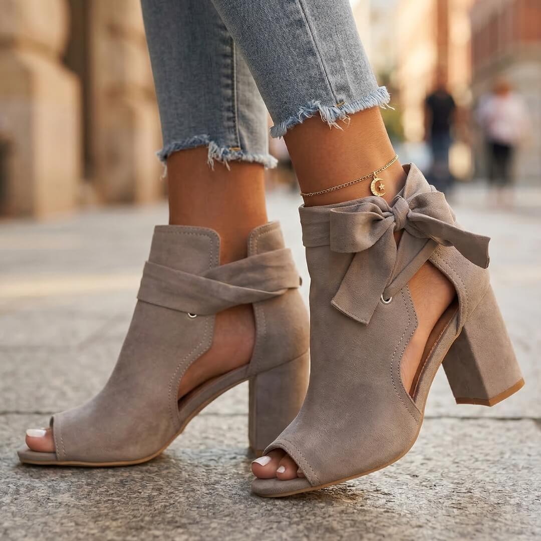Chaussures à Talon Bloc Femme avec Détail Nœud Lucyle