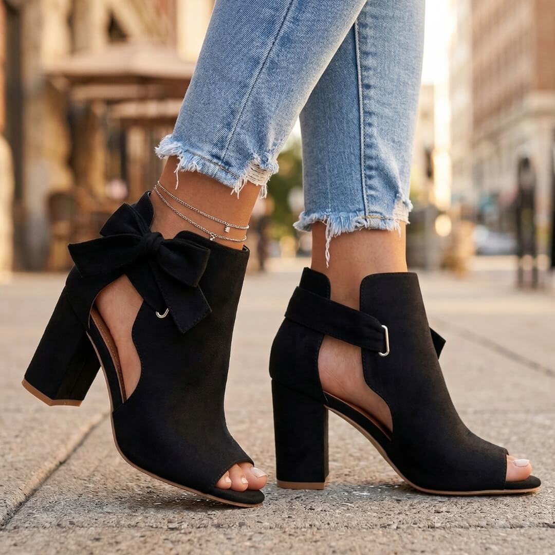 Chaussures à Talon Bloc Femme avec Détail Nœud Lucyle