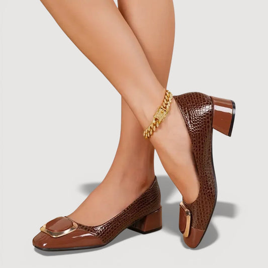 Chaussures à Talons Blocs Femme avec Cuir Embossé Lucyle
