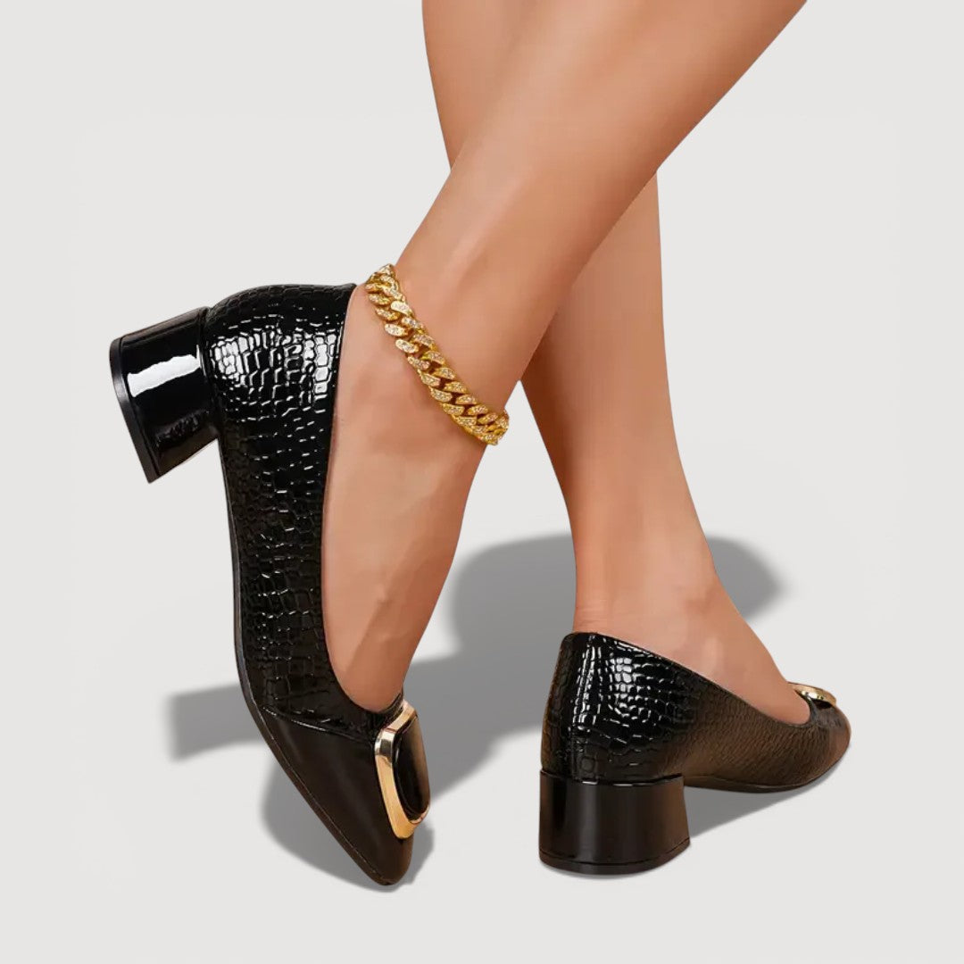 Chaussures à Talons Blocs Femme avec Cuir Embossé Lucyle