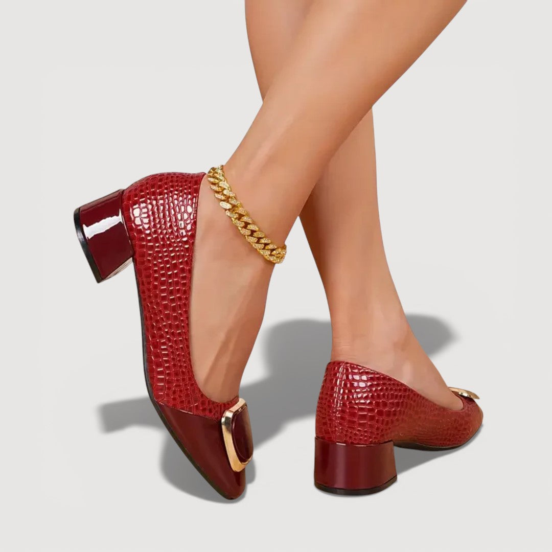 Chaussures à Talons Blocs Femme avec Cuir Embossé Lucyle