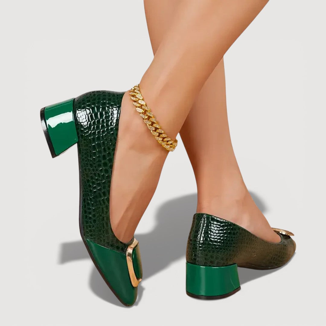 Chaussures à Talons Blocs Femme avec Cuir Embossé Lucyle