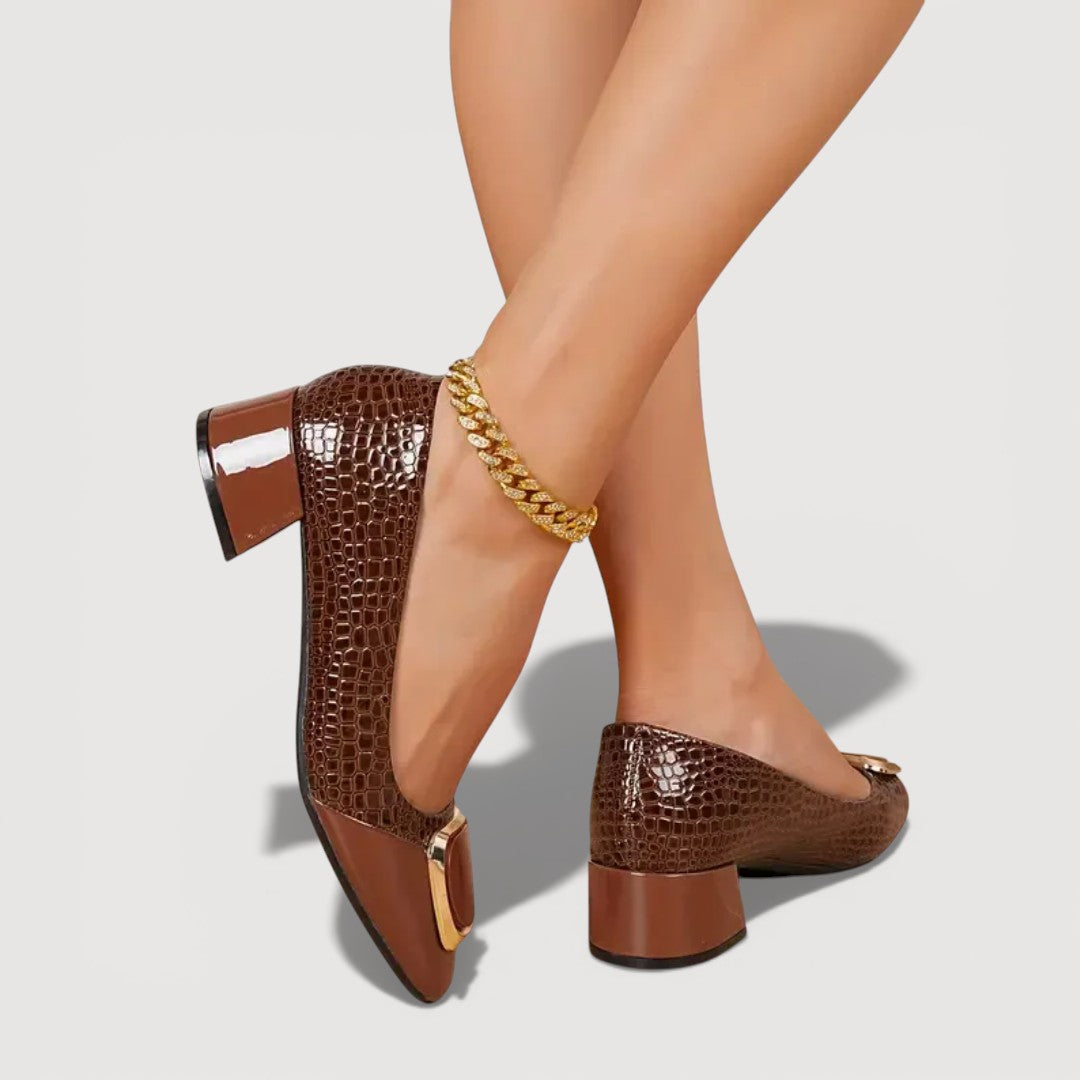 Chaussures à Talons Blocs Femme avec Cuir Embossé Lucyle