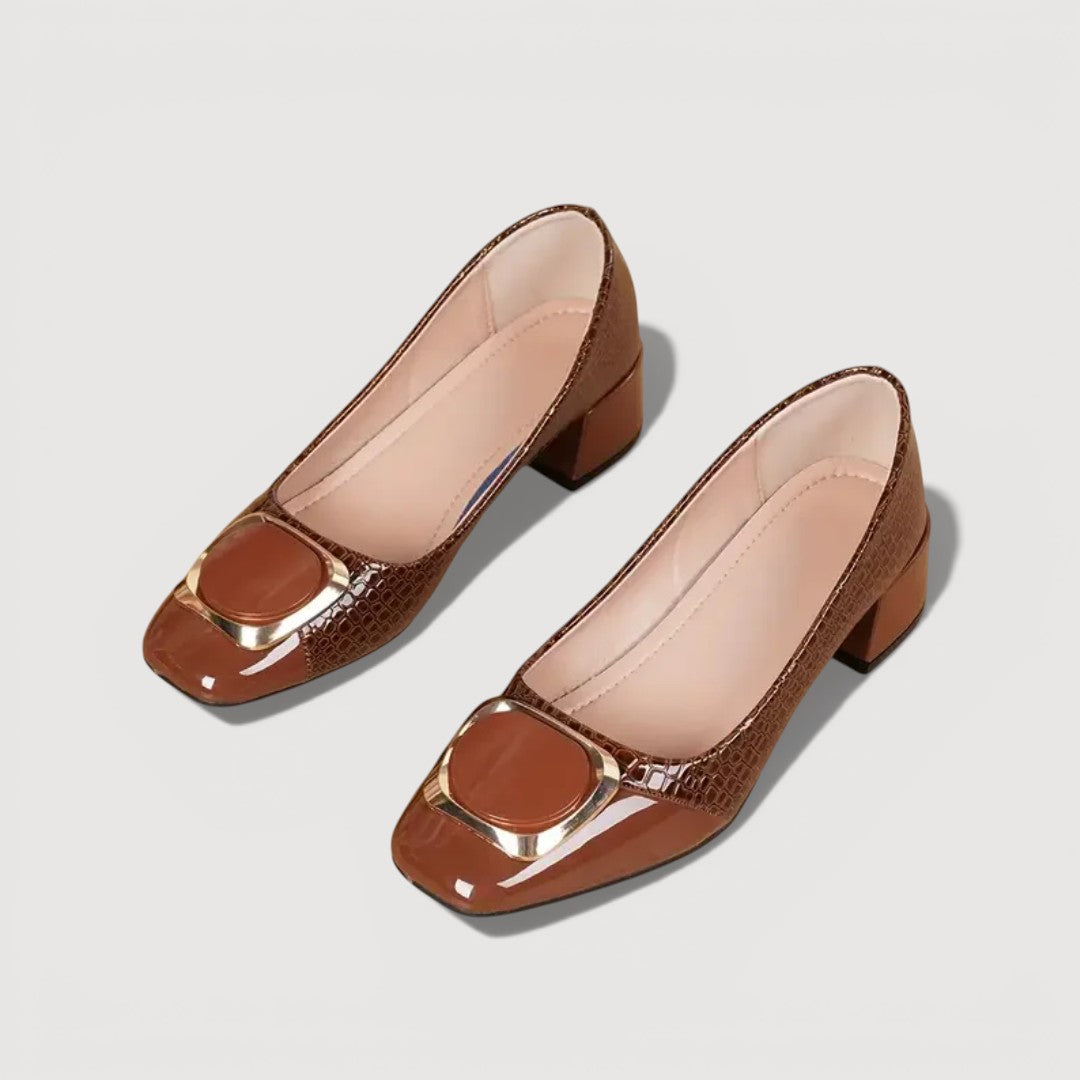 Chaussures à Talons Blocs Femme avec Cuir Embossé Lucyle