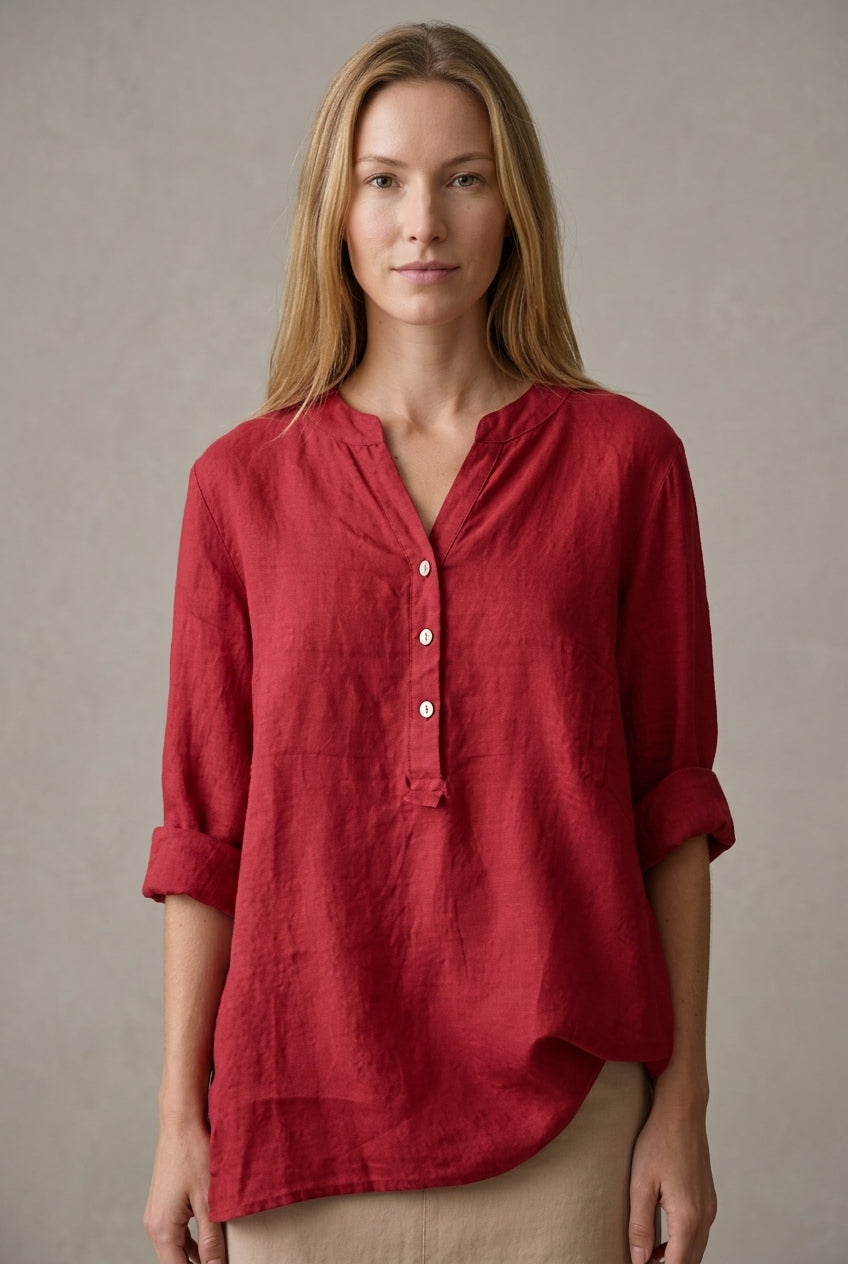 Chemise Femme Col V en Tissu Léger avec Boutonnage Lucyle
