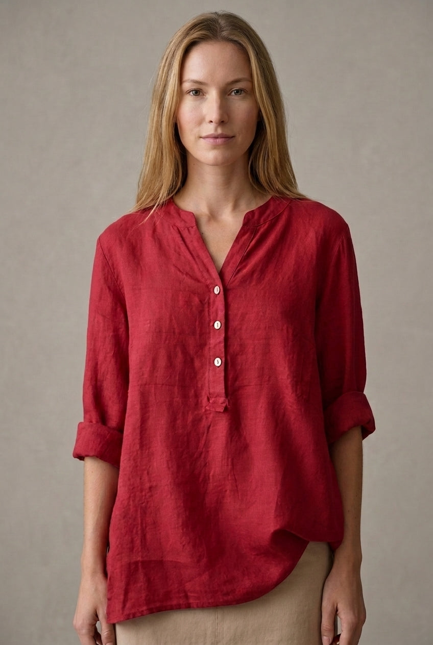 Chemise Femme Col V en Tissu Léger avec Boutonnage Lucyle