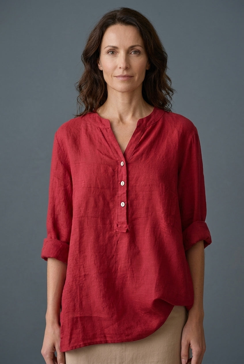 Chemise Femme Col V en Tissu Léger avec Boutonnage Lucyle
