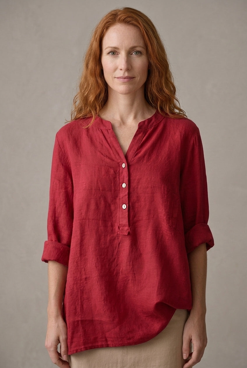 Chemise Femme Col V en Tissu Léger avec Boutonnage Lucyle