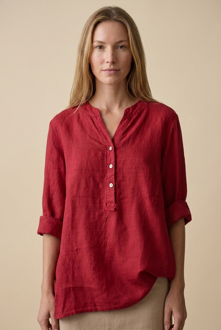 Chemise Femme Col V en Tissu Léger avec Boutonnage Lucyle
