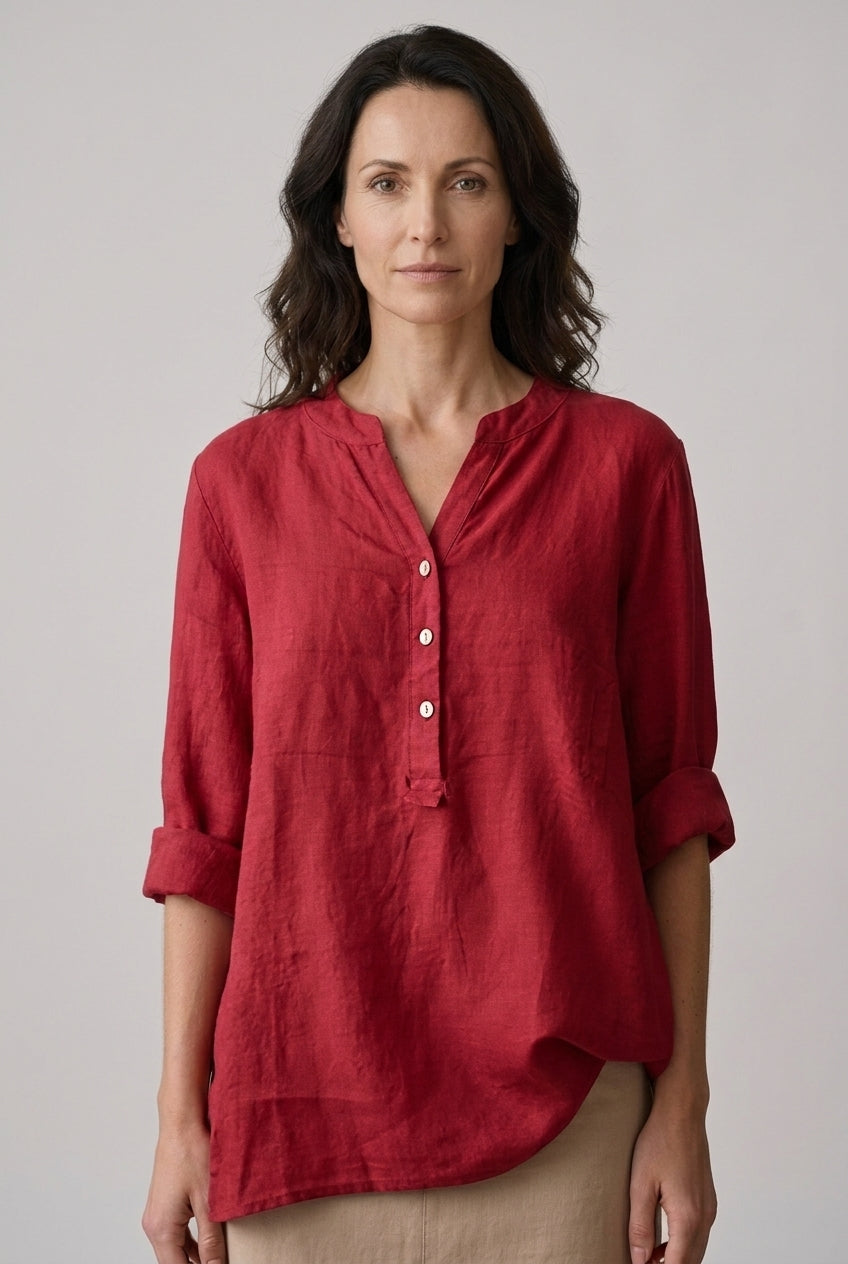 Chemise Femme Col V en Tissu Léger avec Boutonnage Lucyle