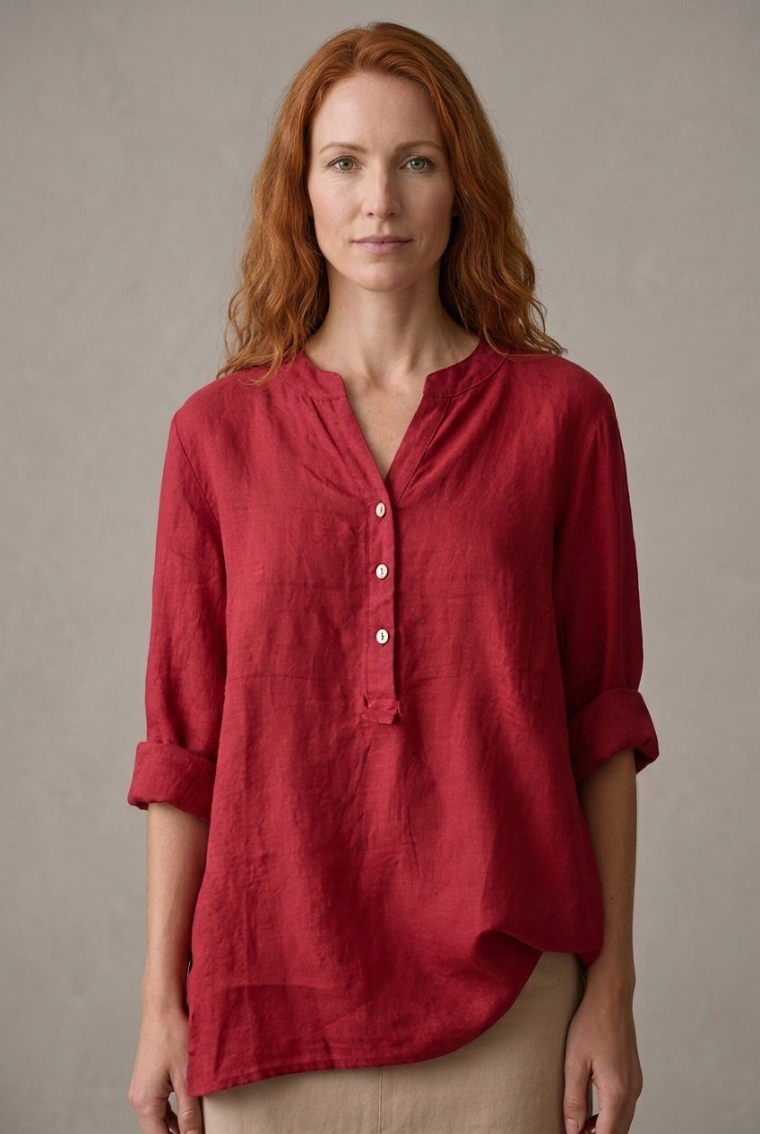 Chemise Femme Col V en Tissu Léger avec Boutonnage Lucyle