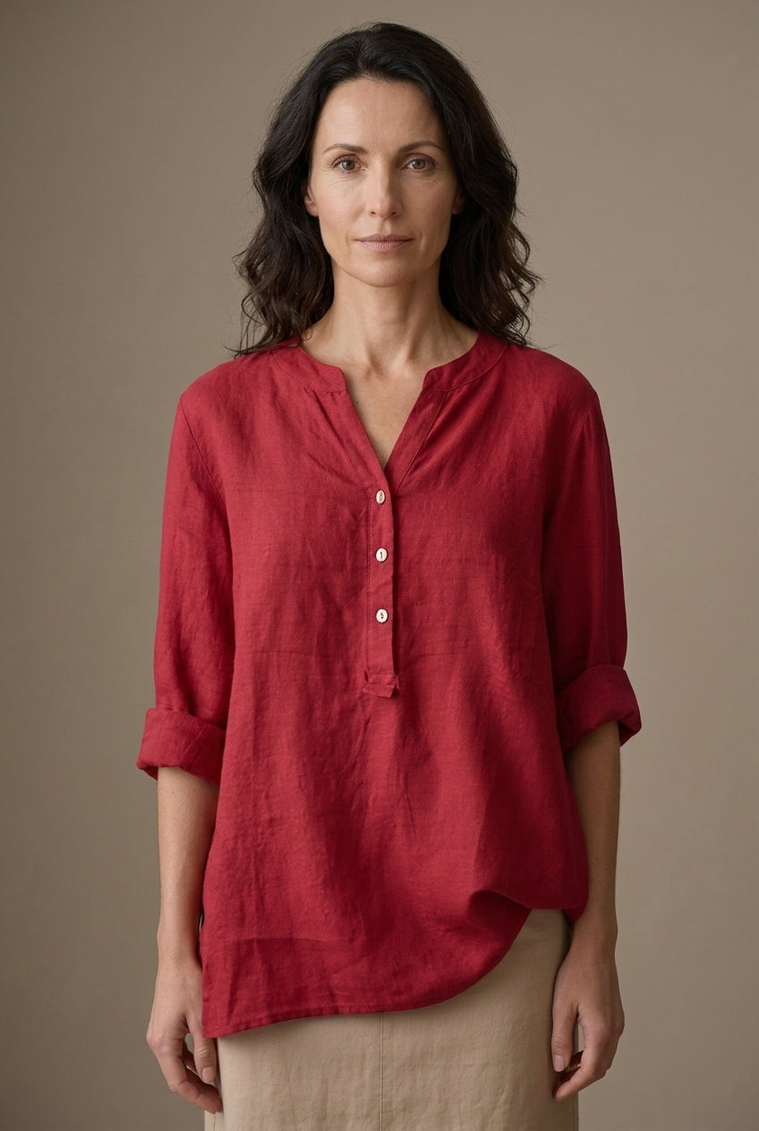 Chemise Femme Col V en Tissu Léger avec Boutonnage Lucyle
