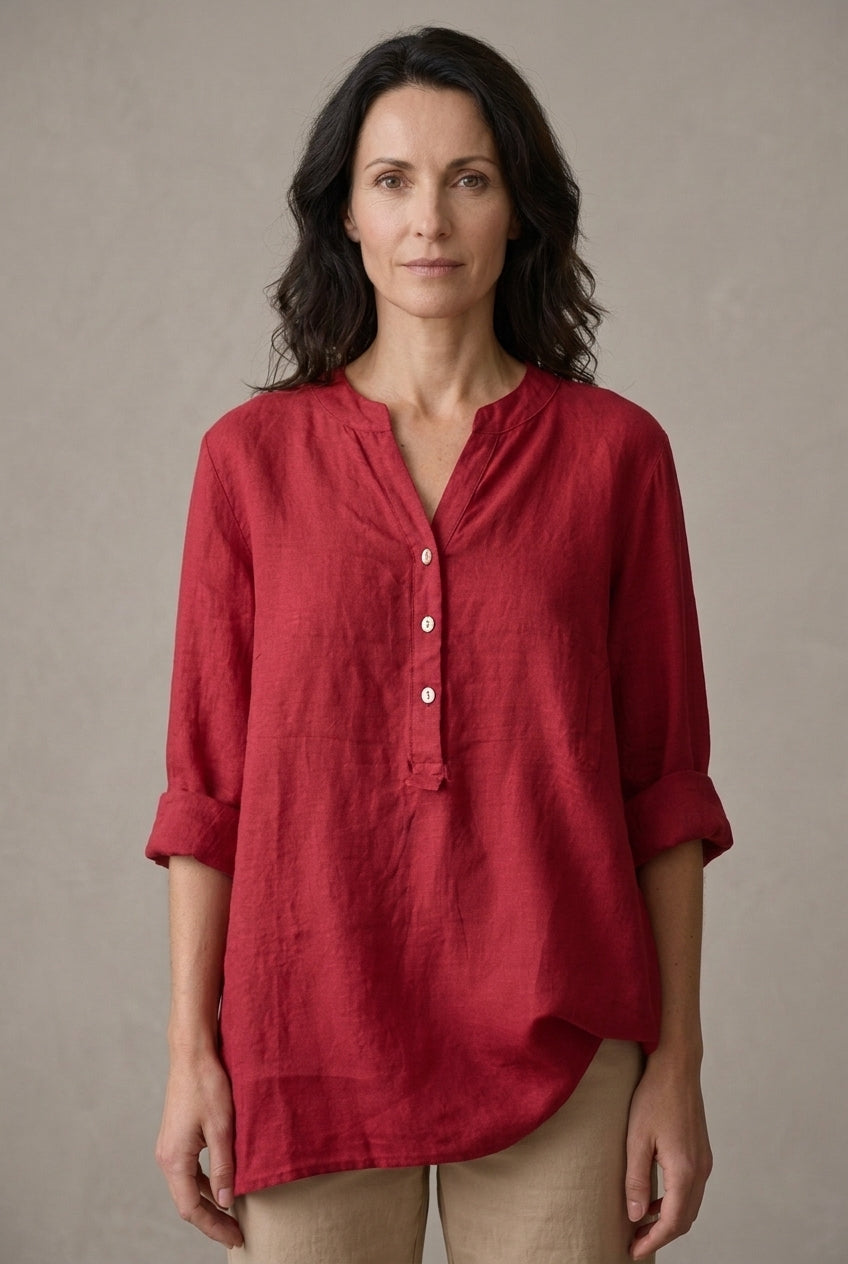 Chemise Femme Col V en Tissu Léger avec Boutonnage Lucyle